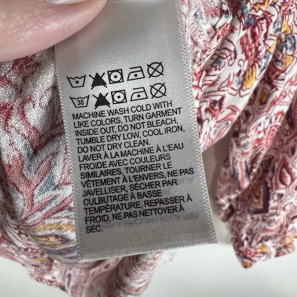 Lucky Brand Boho Peasant Top Size S Paisley Tassel Hippie Beach Vacation Boho - Picture 7 of 10